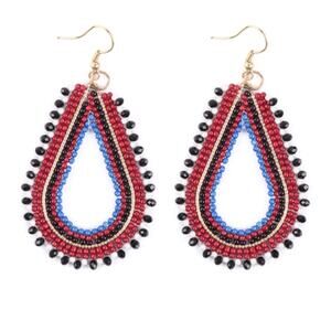 Tear Drop Red and Black Earrings